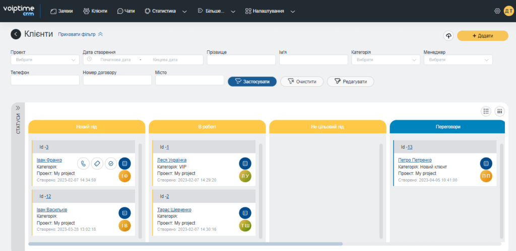 Новий реліз VoIPTime CRM: Інтеграція з Prom, Канбан-дошка та статистика за клієнтами 2 Новий реліз VoIPTime CRM: інтеграція з Prom.ua та інше - 2 | VoIPTime
